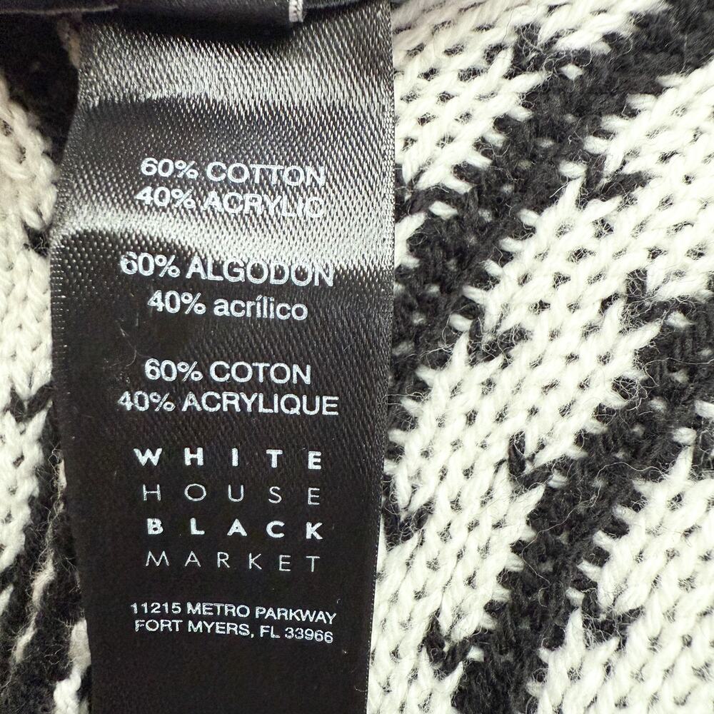 White House Black Market Boho Geo Hooded Knit Poncho Black White Size XSP/SP - Picture 11 of 11